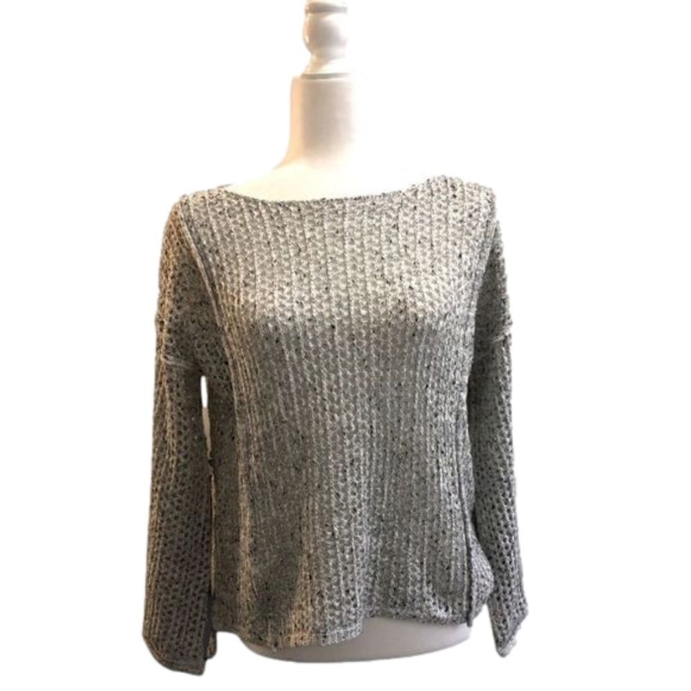 POL Open Mesh Crochet Sweater BLK/lightGrey